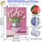 Pink Tulips Diamond Art Kit for Adults – 5D DIY Full Round Drill Gem Painting, Beginner-Friendly Pink Flowers Diamond Dots Art, Home Wall Decor, 12×16 inch